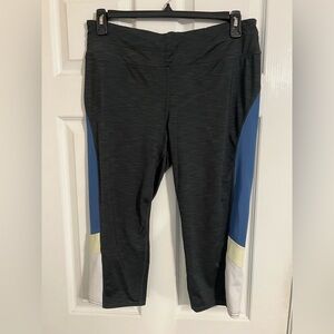 Dark gray Leggings with Blue and White Colorblock Panels